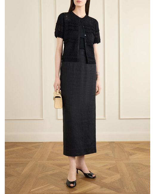 Ulla Johnson Black Abriana Eyelet-Embellished Knitted Shirt