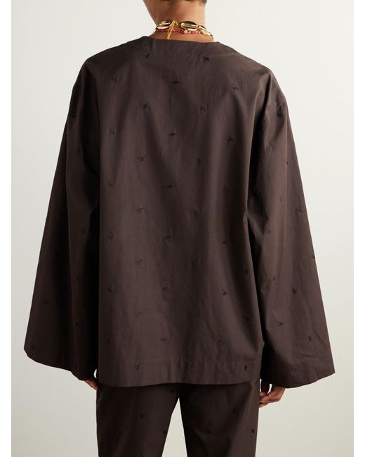 The Attico Brown Bluse Aus Popeline Aus Einer Baumwollmischung Mit Stickereien