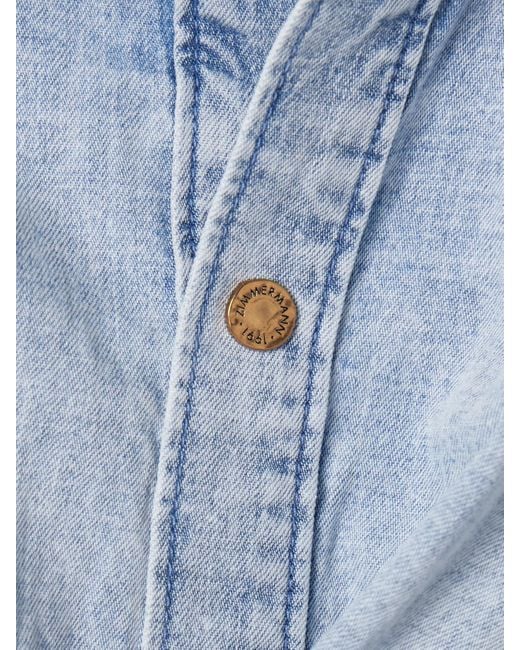 Zimmermann Blue Cropped Wrap-Effect Denim Top