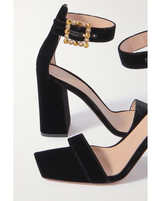 Sandales En Velours À Cristaux Velluto 95 Gianvito Rossi en coloris Black