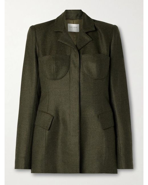 Salon 1884 Green Maigret Blazer Aus Twill Aus Einer Woll-Kaschmirmischung