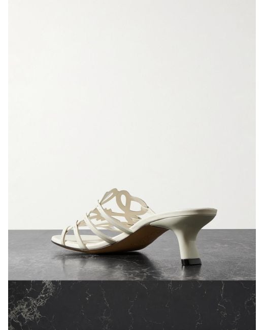 Loewe White Paula's Ibiza Petal Anagram Leather Sandals