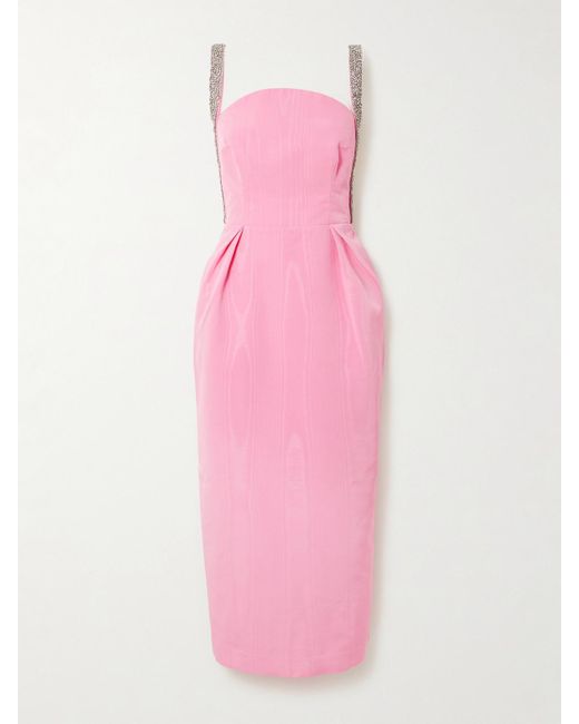 Robe Midi En Taffetas À Plis Et À Cristaux Amaro Rebecca Vallance en coloris Pink