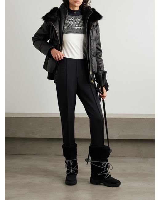 Bogner Black Elissa Intarsia Knit-Trimmed Stretch-Jersey Base Layer