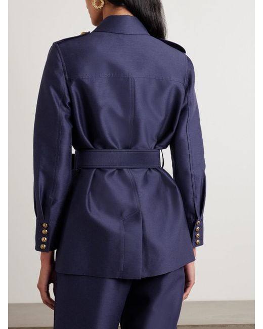 Zimmermann Blue Jacke Aus Einer Woll-Seidenmischung Mit Gürtel
