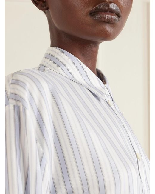 Gucci White Striped Logo-Jacquard Silk Shirt