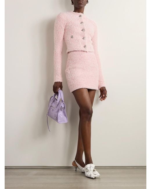Balenciaga Pink Metallic Cotton-Blend Tweed Mini Skirt