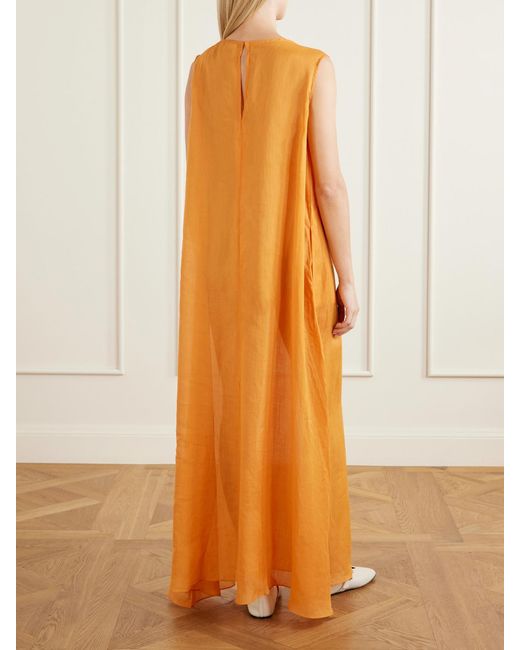 Leset Orange Niko Ramie-Gauze Maxi Dress