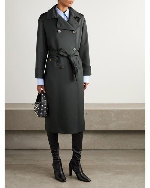 Blazé Milano Black Aseel Belted Double-Breasted Wool And Mohair-Blend Twill Coat