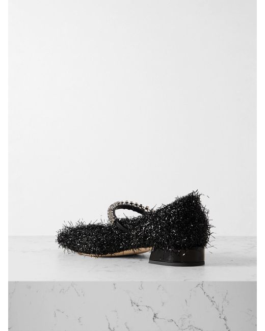 Jimmy Choo Black Bing 25 Crystal-Embellished Tinsel Pumps