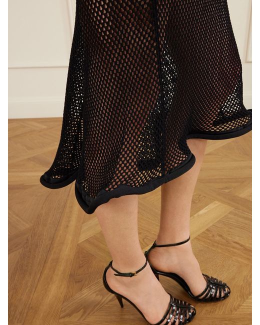 Givenchy Black Ruffled Mesh Midi Skirt