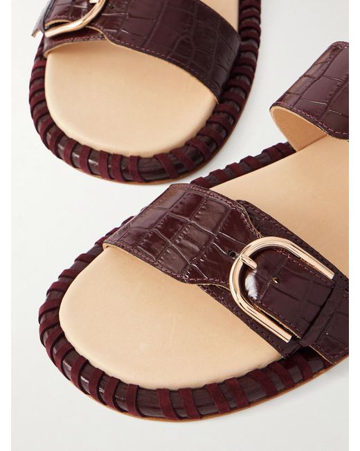 Gabriela Hearst Red Sage Croc-Effect Leather Flats