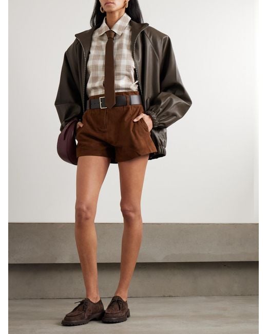 Frankie Shop Brown Lise Suede Shorts