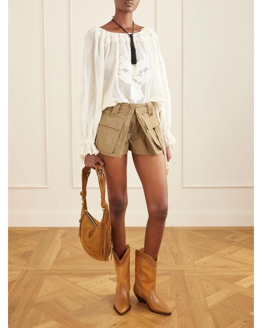 Isabel Marant Brown Oskan Studded Suede Shoulder Bag