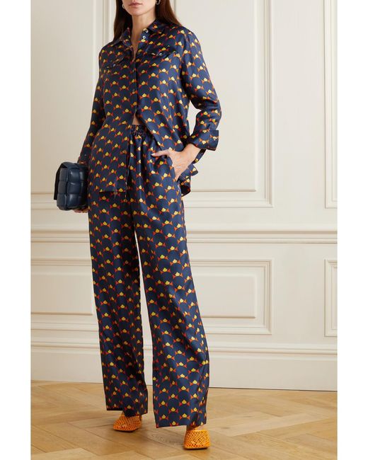 Lanvin Blue Printed Silk Blouse