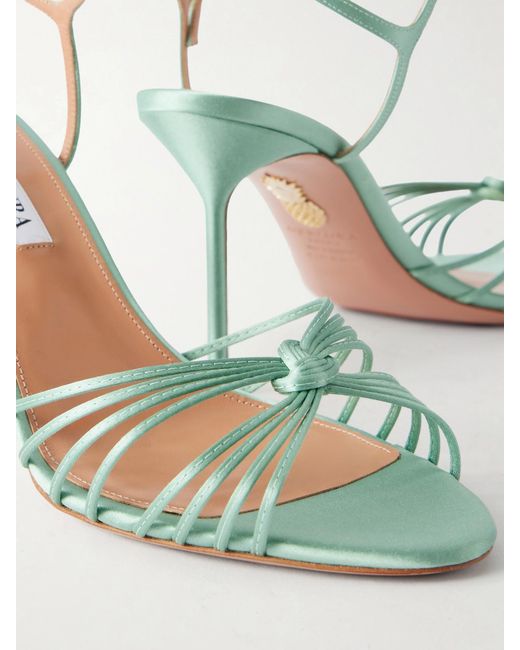 Aquazzura Metallic Serenity 85 Knotted Satin Sandals