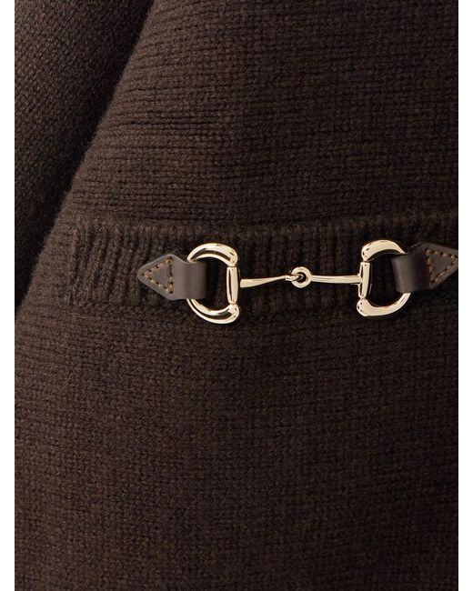 Gucci Brown Horsebit-Detailed Wool And Cashmere-Blend Turtleneck Sweater