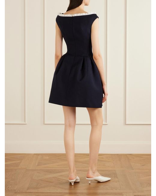ShuShu/Tong Blue Bow Cut-Out Sleeveless Wool Mini Dress