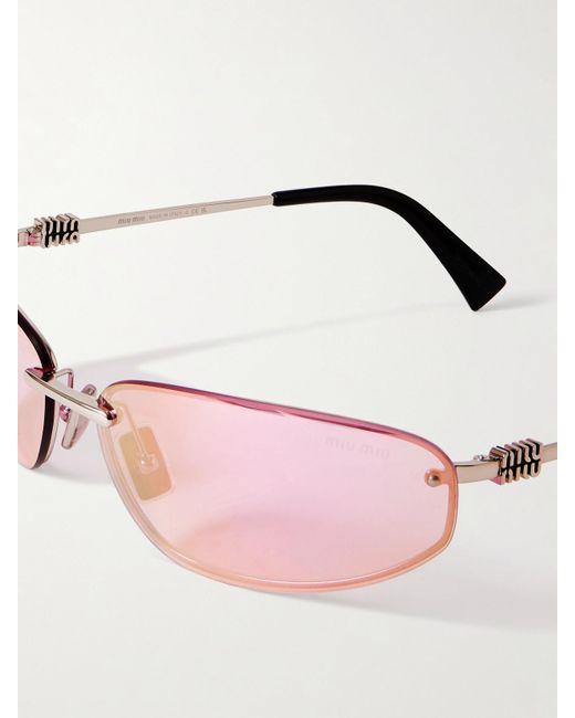 Miu Miu Pink Rimless D-Frame-Tone Sunglasses