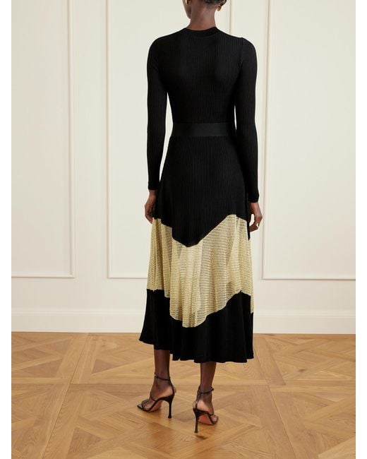 Ulla Johnson Black Roanne Metallic Knitted Midi Dress
