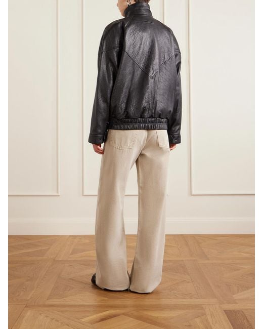 Acne Black Textured-Leather Jacket