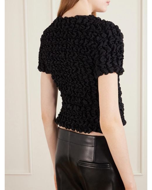 Khaite Black Polly Ruched Silk-Chiffon Top