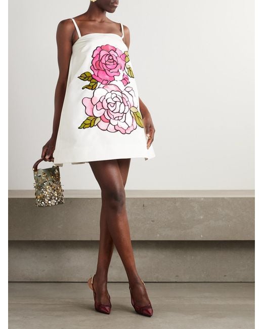 Oscar de la Renta Pink Embellished Faille Mini Dress