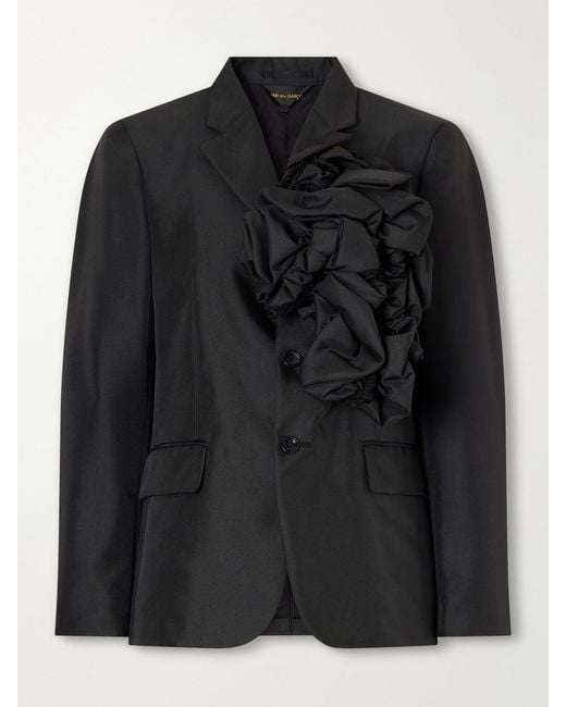 Comme des Garçons Black Floral-Appliquéd Twill Jacket