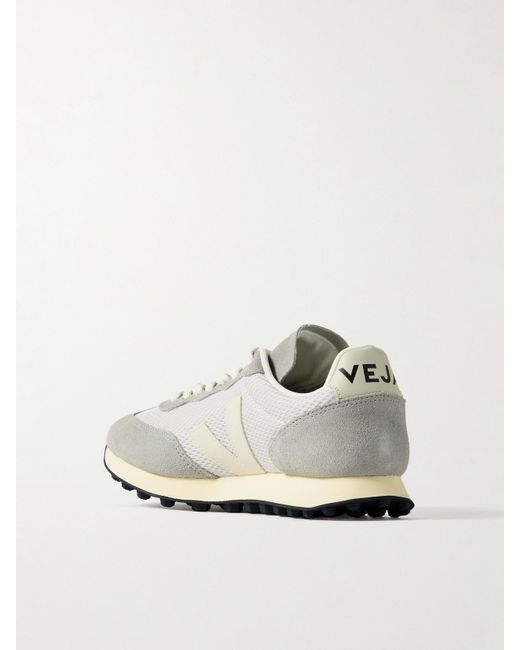 Veja White Rio Branco Leather-Trimmed Suede And Alveomesh Sneakers