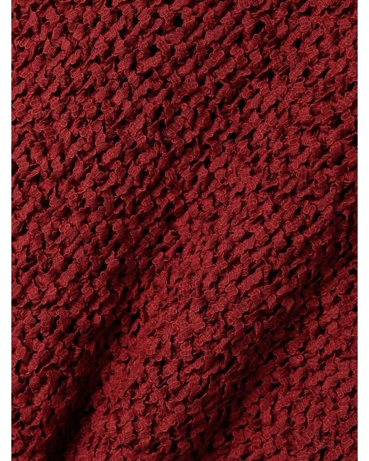 LIBEROWE Red Open-Knit Organic Cotton-Blend Maxi Dress