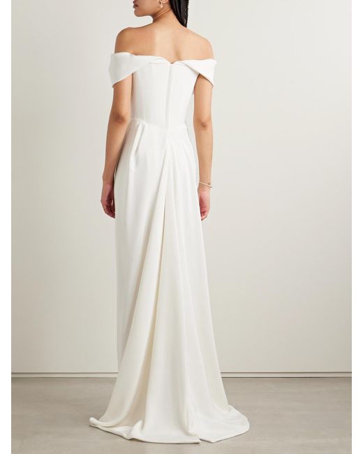 Vivienne Westwood White Nova Cocotte Schulterfreie Robe Aus Seiden-Crêpe Mit Raffungen