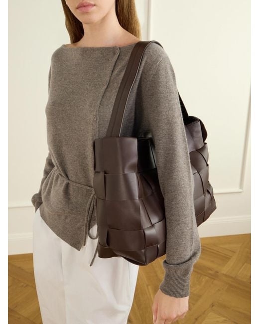 St. Agni Brown Woven Large Leather Tote