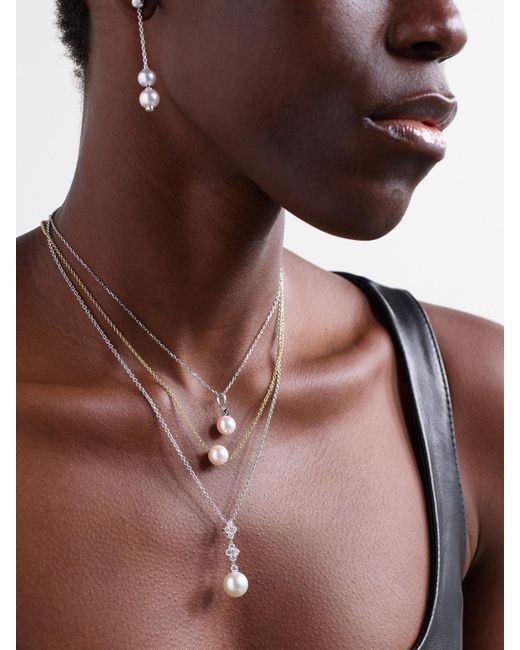 Mikimoto Natural 18-Karat, Diamond And Pearl Necklace