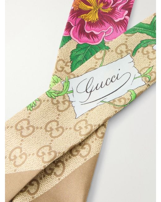 Gucci Green Flora Printed Silk-Twill Scarf