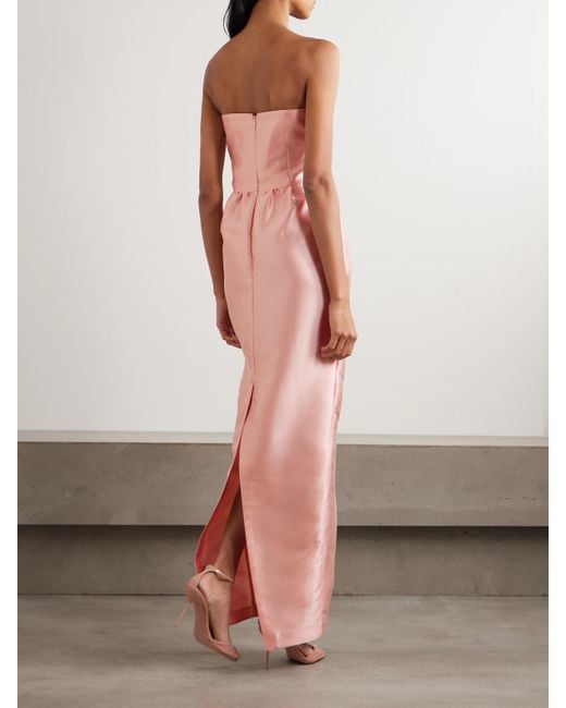 BERNADETTE Pink Lenette Strapless Bow-Detailed Taffeta Gown