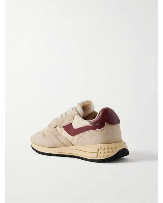 Autry Natural Reelwind Low Leather-Trimmed Suede, Mesh And Shell Sneakers