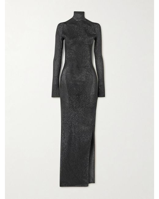 Petar Petrov Gray Treasure Metallic Silk-Blend Maxi Dress