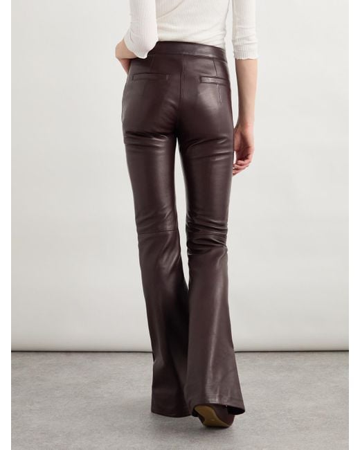 Chloé Brown Leather Flared Pants