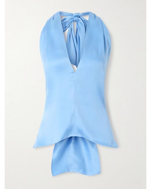 Magda Butrym Blue Neckholder-Oberteil Aus Seidensatin