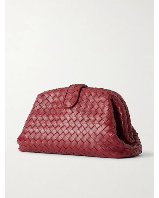 Bottega Veneta Red Lauren 1980 Intrecciato Leather Clutch Bag