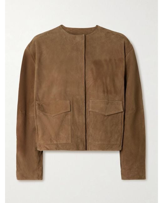 St. Agni Brown Utility Cocoon Suede Jacket