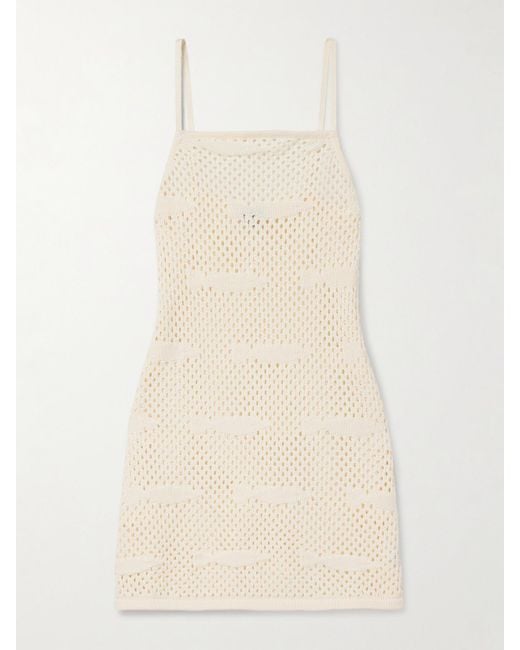 Staud Natural Rio Crocheted Cotton Mini Dress