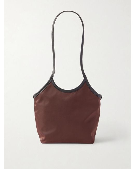 Valesque Brown Cami Small Leather-Trimmed Nylon-Satin Tote