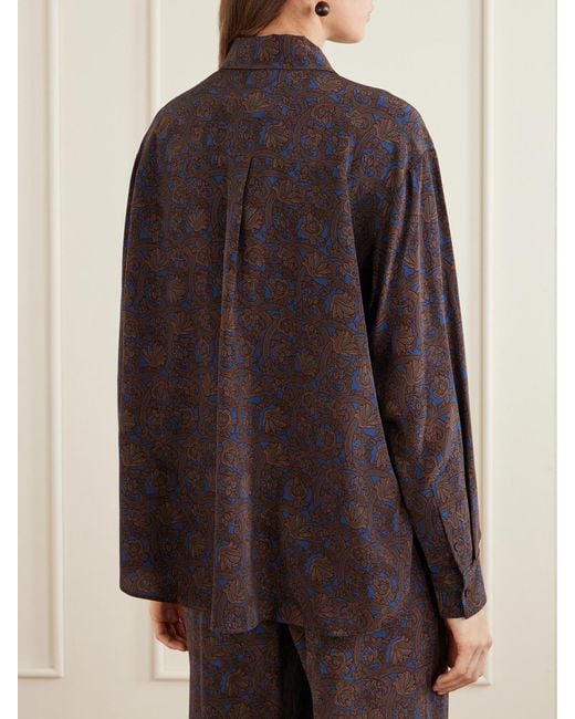 Matteau Purple Printed Silk-Crepe De Chine Shirt