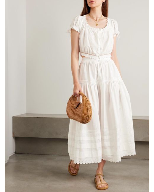 Doen White Nera Broderie Anglaise Organic Cotton Blouse