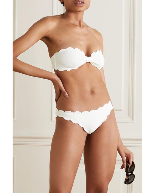 Marysia Swim White Antibes Bikini-Höschen Aus Recyceltem Seersucker Mit Wellenkanten