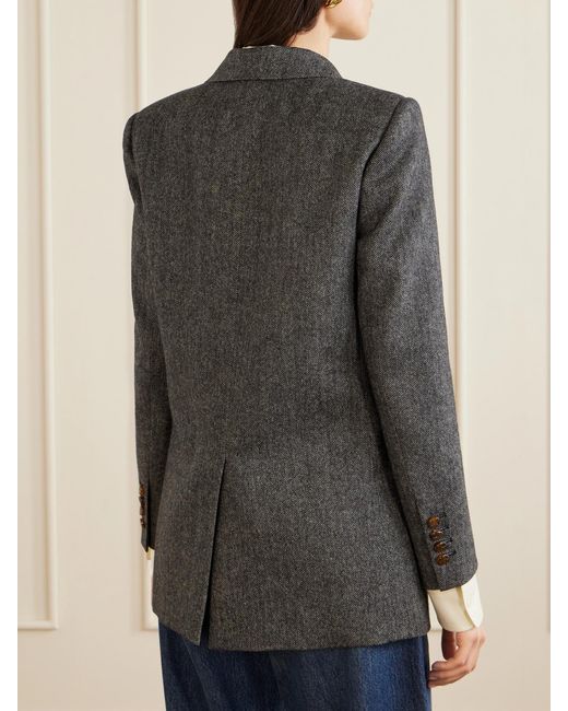Blazé Milano Black Everyday Double-Breasted Herringbone Wool-Blend Blazer