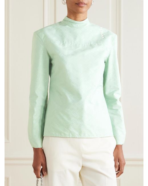 Marni Green Bluse Aus Jacquard Aus Einer Baumwollmischung Mit Stickerei