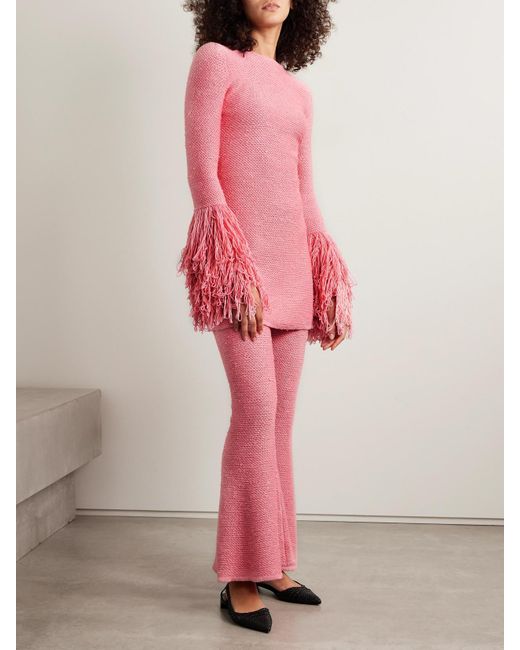 Gabriela Hearst Pink Liam Minikleid Aus Einer Kaschmir-Seidenmischung Mit Fransen