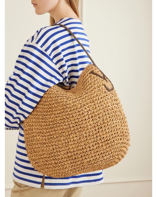 J.W. Anderson Natural Bulb Large Suede-Trimmed Raffia Tote